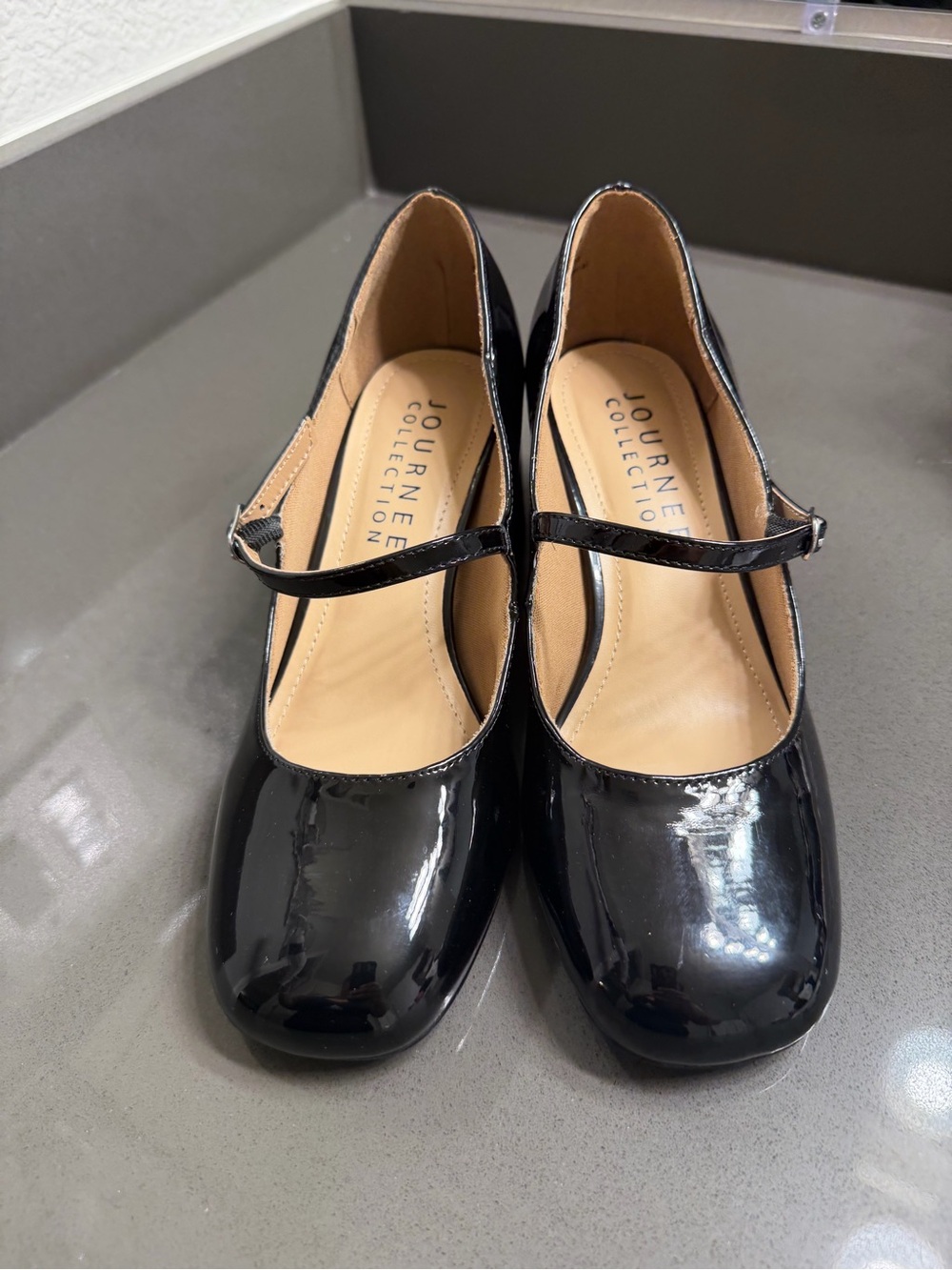Journee Collection Black Patent Mary Jane Flats with Strap